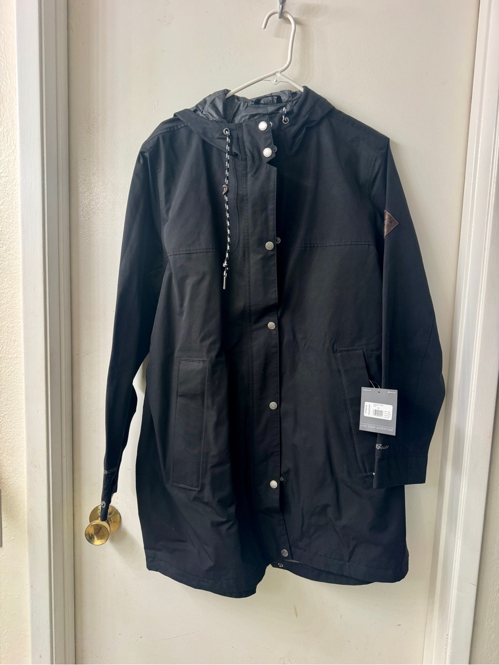 Eddie Bauer Black Charley Hooded Trench Raincoat XL